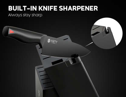 Kitchen Knife Set with Block 15PCS - Black Series - asetyhome