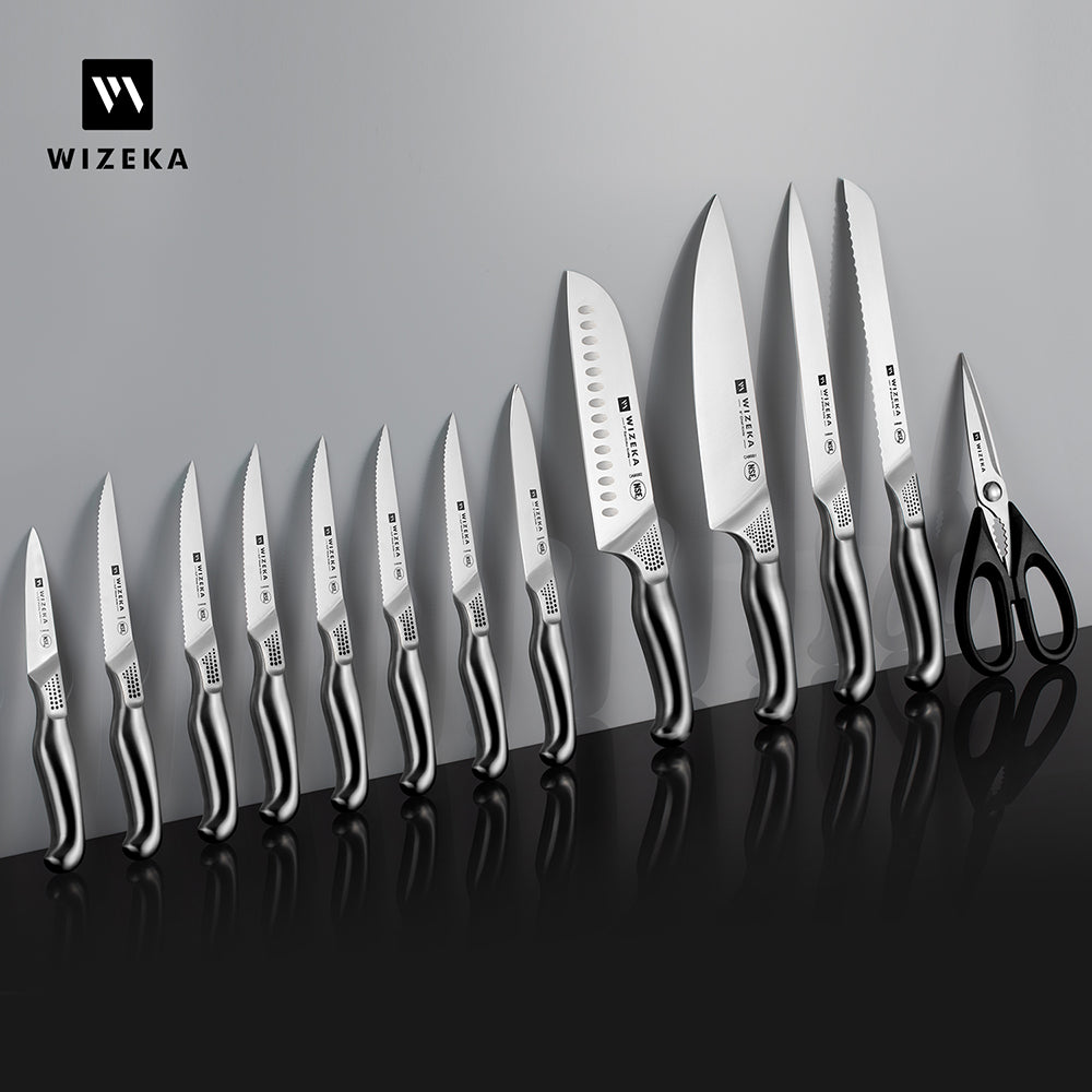 Kitchen Knife Set with Block 15PCS - Starry Sky Series - wizeka