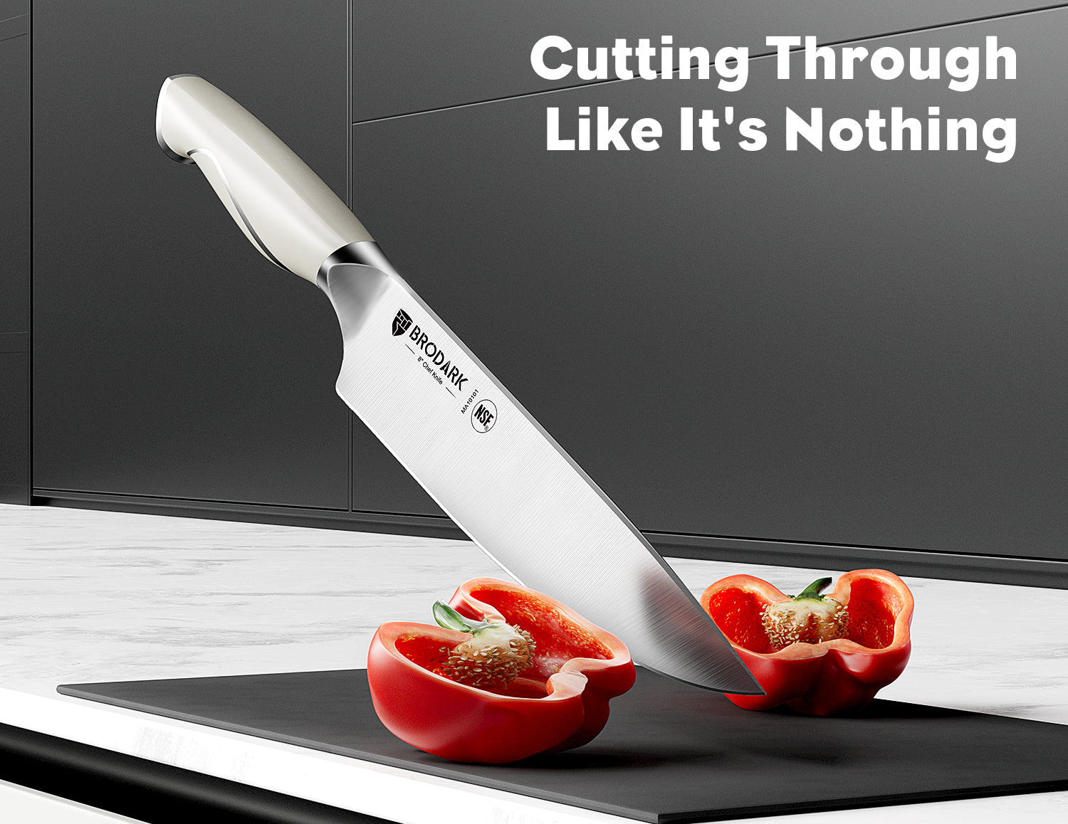 Kitchen Knife Set with Block 15PCS - Ivory Series - Brodark