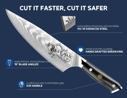 Damascus Chef Knife - Father - asetyhome