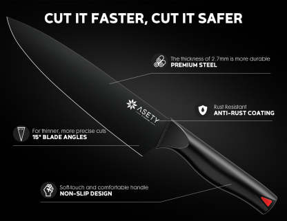 Kitchen Knife Set with Block 15PCS - Black Series - asetyhome