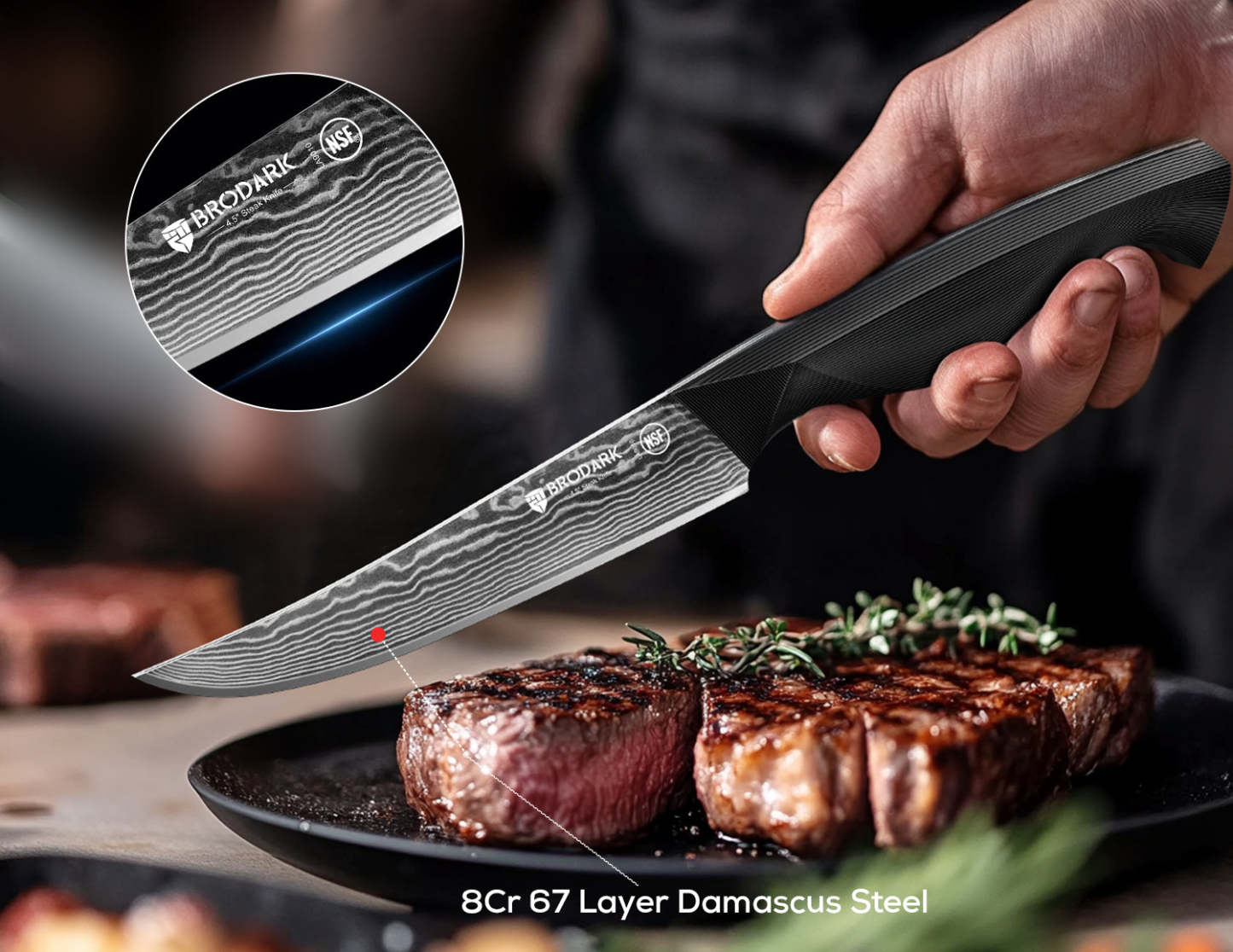 Damascus Steak Knives Set of 8 - Brodark