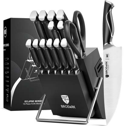 Kitchen Knife Set with Block 15PCS - Eclipse Series - Brodark