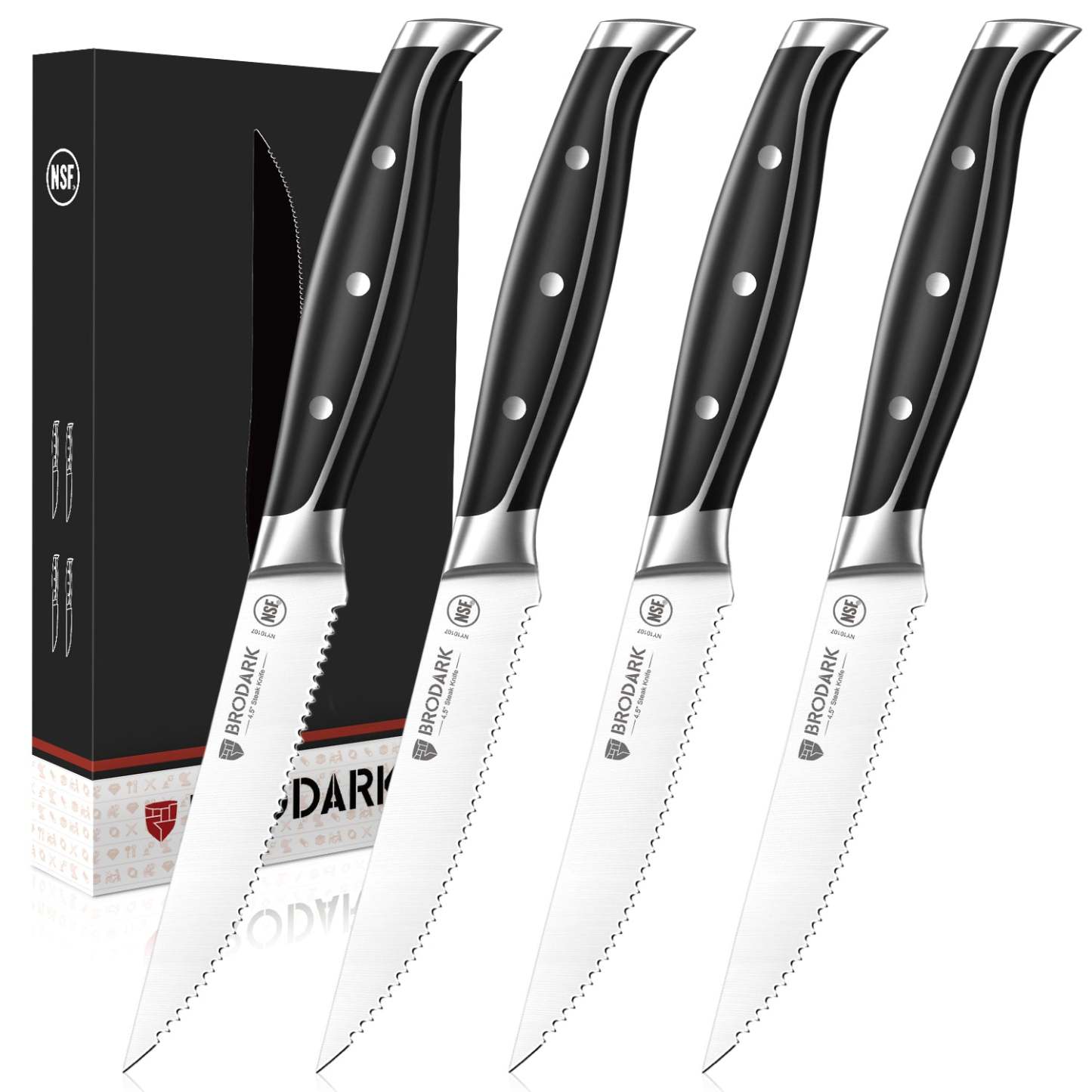 Steak Knives Set of 4 - Steel-King Series - Brodark
