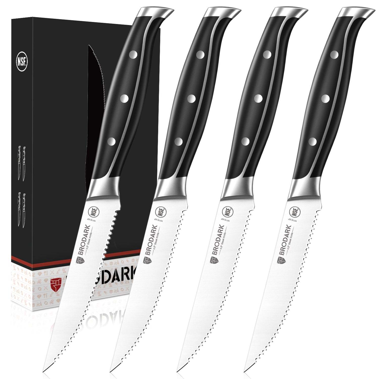 Steak Knives Set of 4 - Steel-King Series - Brodark