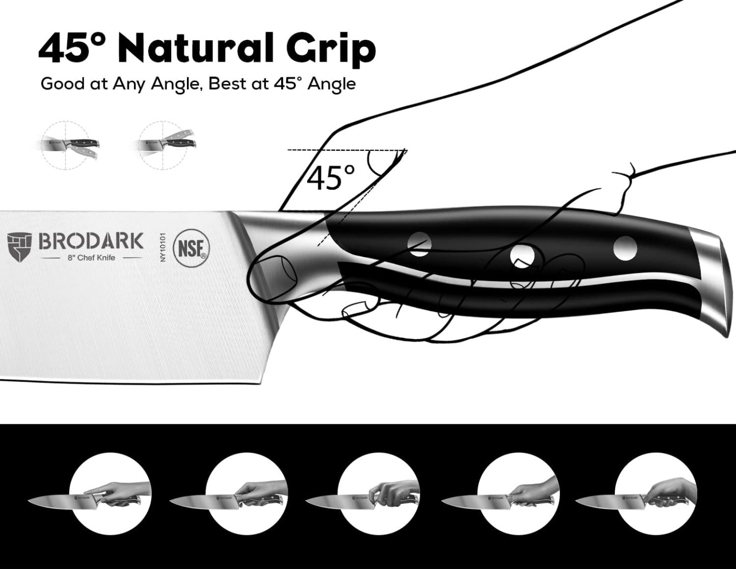 Kitchen Knife Set with Block 15PCS - Steel-King Series - Brodark