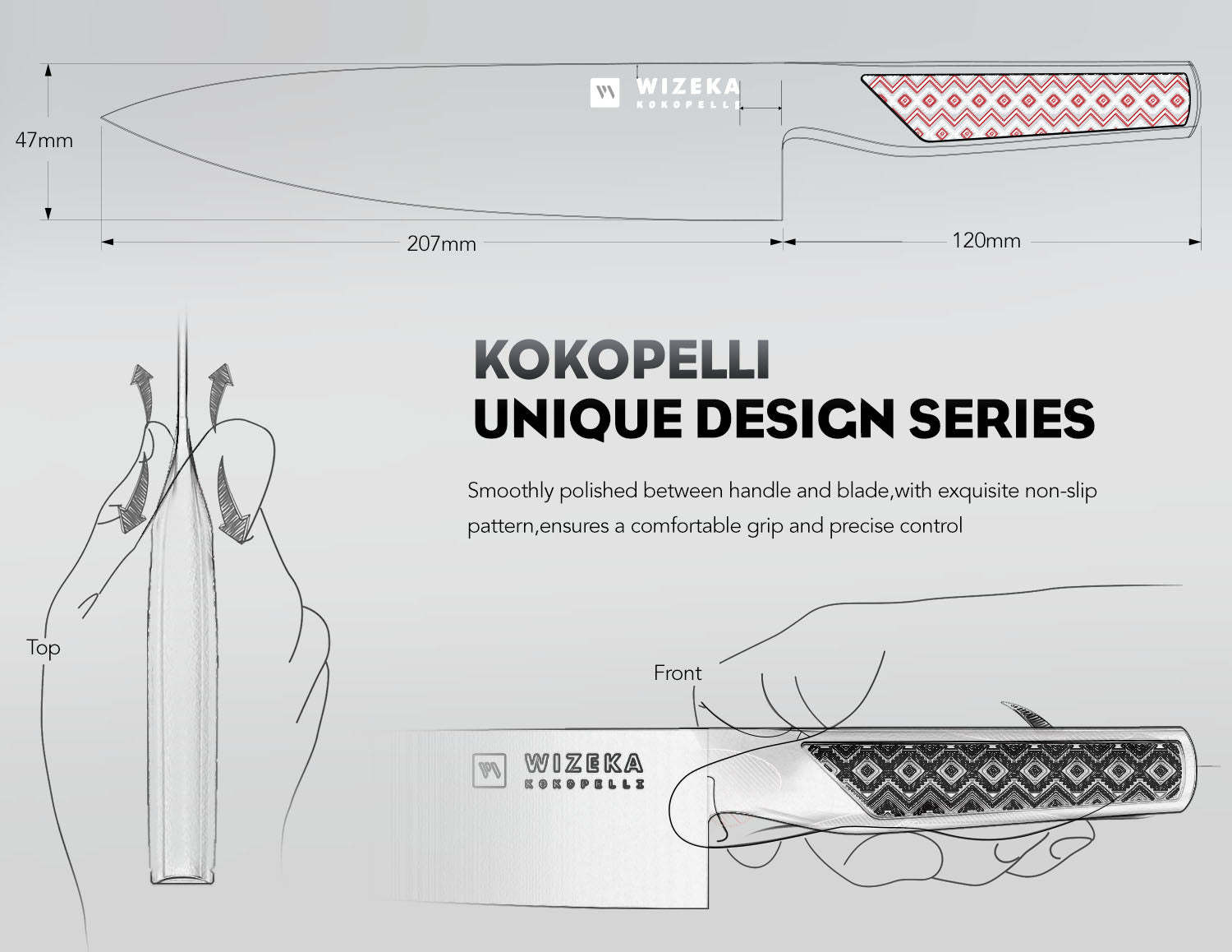 8 Inch Chef Knife - Kokopelli - wizeka