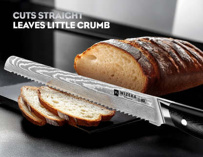 Damascus Serrated Bread Knife - wizeka