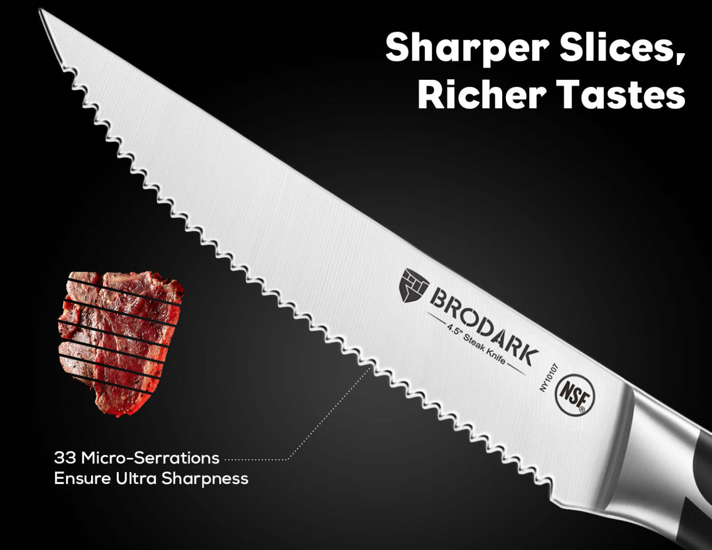 Steak Knives Set of 4 - Steel-King Series - Brodark