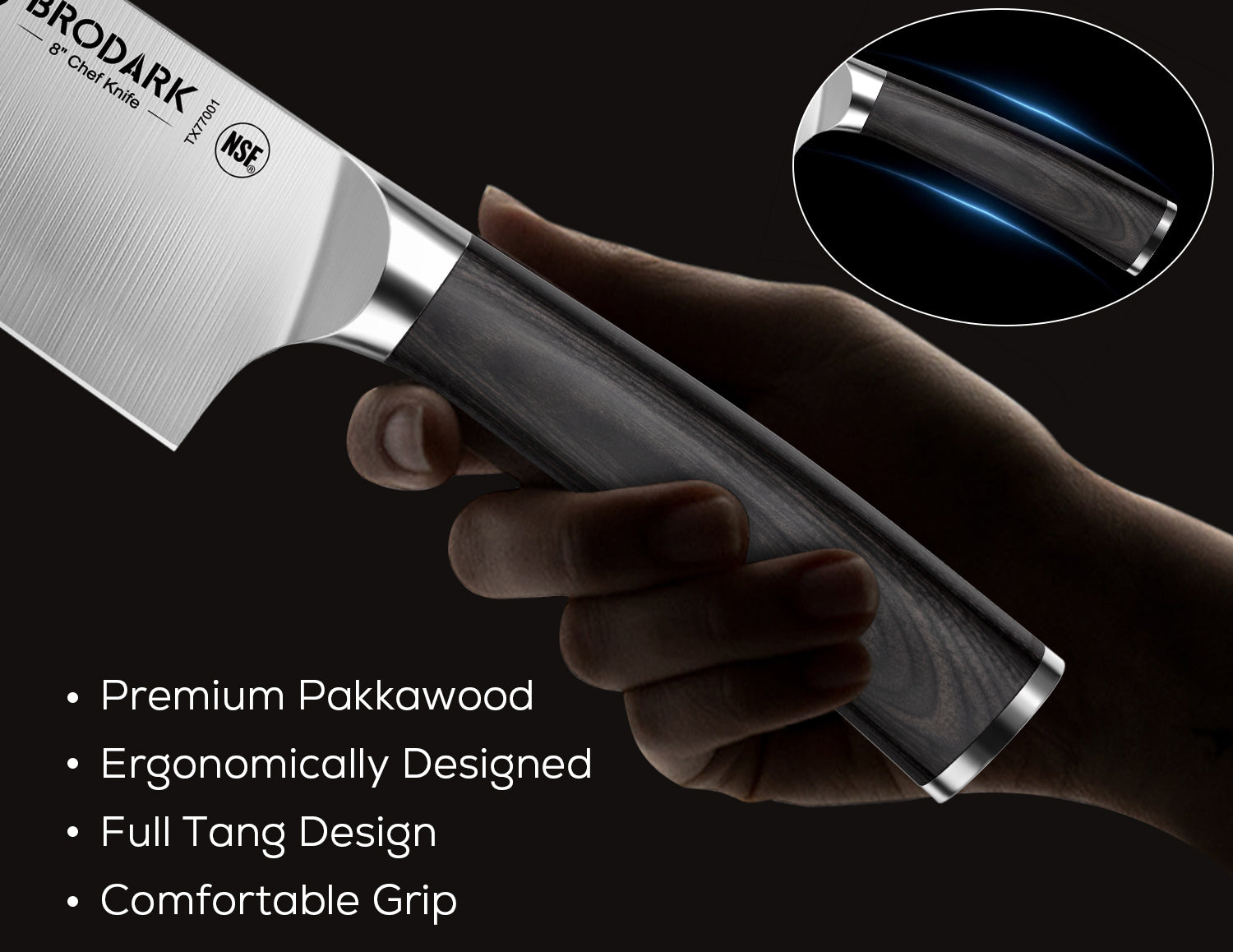 BRODARK Kitchen Knife Set, Ultra Sharp 15 Pcs Knife Set with Block