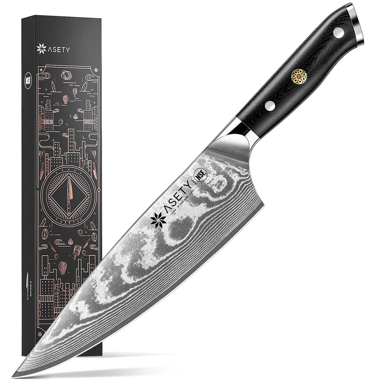 Damascus Chef Knife - VG10 Core - asetyhome