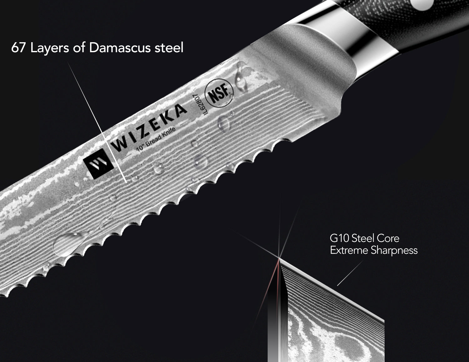 Damascus Serrated Bread Knife - wizeka