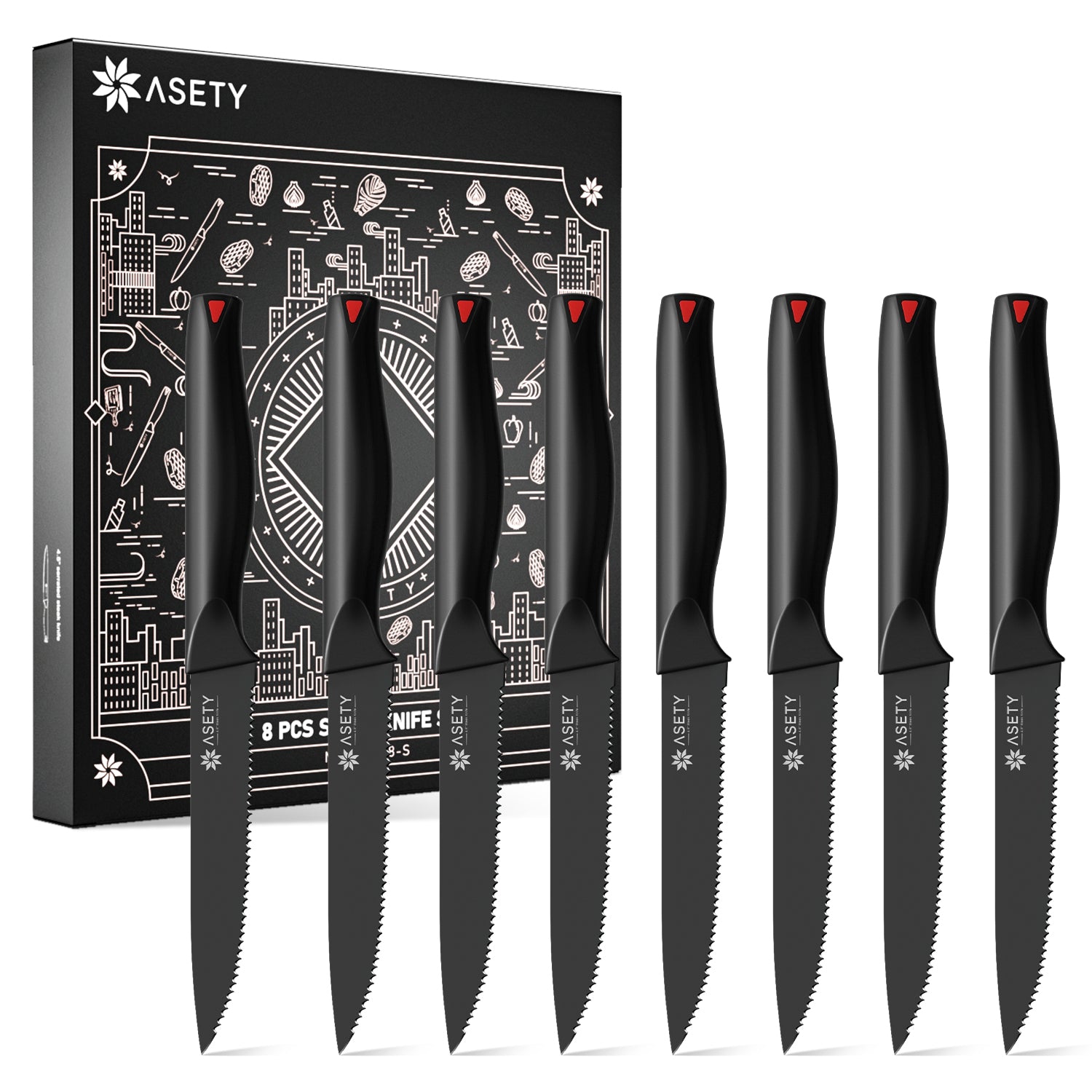 Steak Knives Set of 8 - Black Series - asetyhome