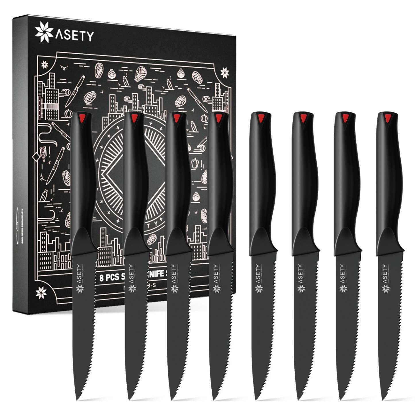 Steak Knives Set of 8 - Black Series - asetyhome