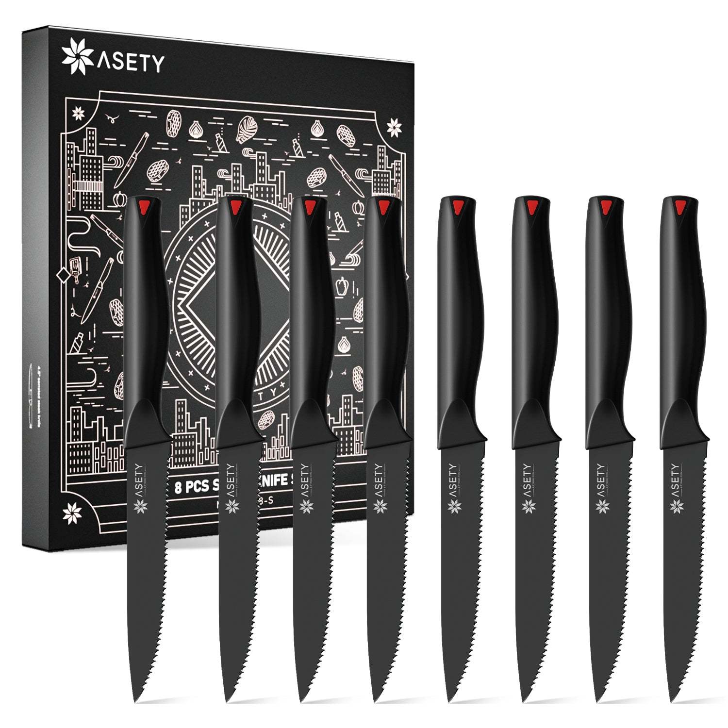 Steak Knives Set of 8 - Black Series - asetyhome