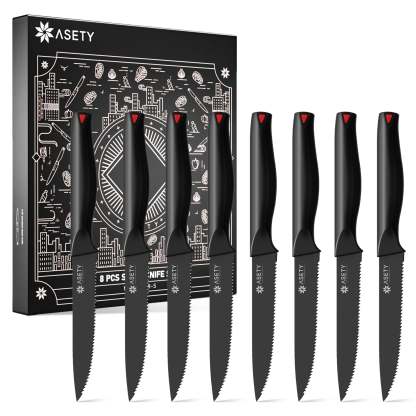 Steak Knives Set of 8 - Black Series - asetyhome