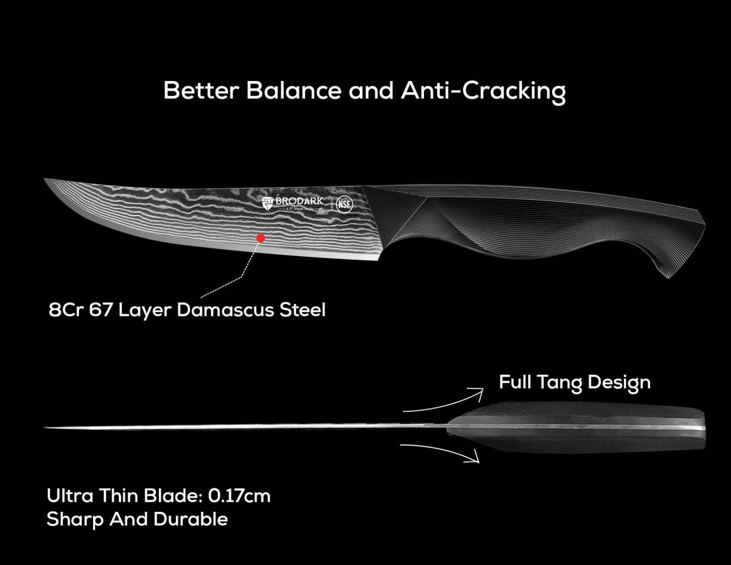 Damascus Steak Knives Set of 8 - Brodark