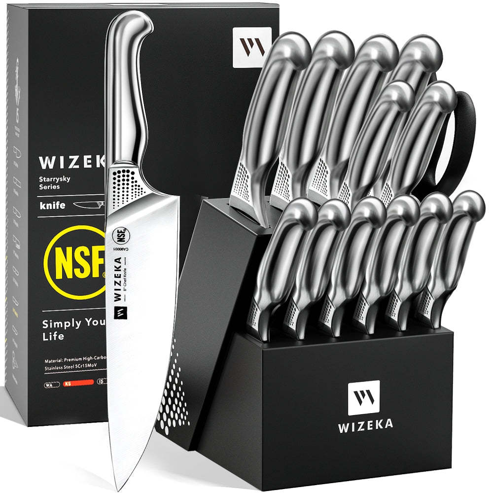 Kitchen Knife Set with Block 15PCS - Starry Sky Series - wizeka