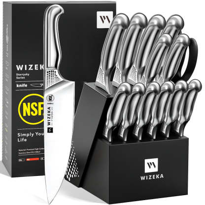 Kitchen Knife Set with Block 15PCS - Starry Sky Series - wizeka