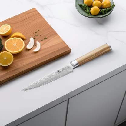 Damascus Paring Knife - Wooden Handle - Brodark