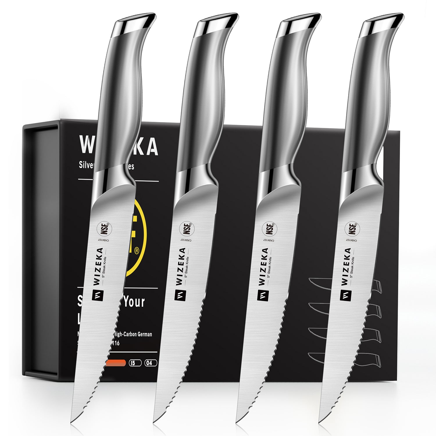 Steak Knives Set of 4 - Silver Wings Series - wizeka