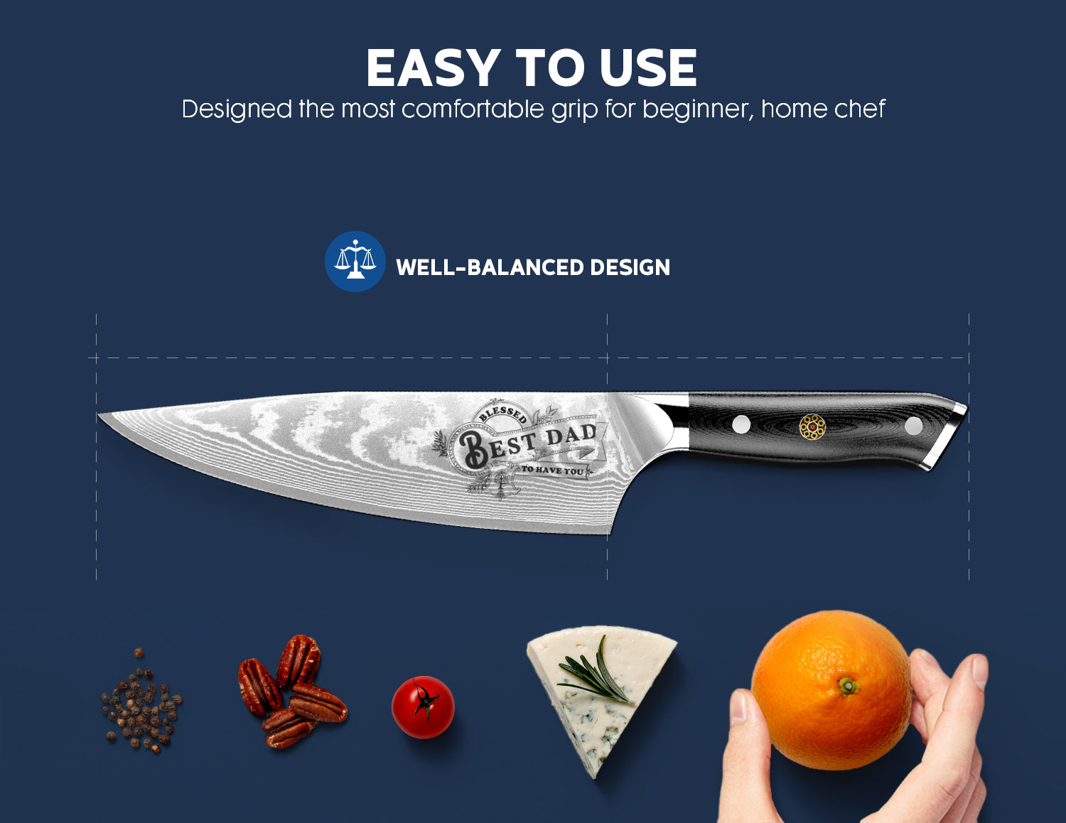 Damascus Chef Knife - Father - asetyhome