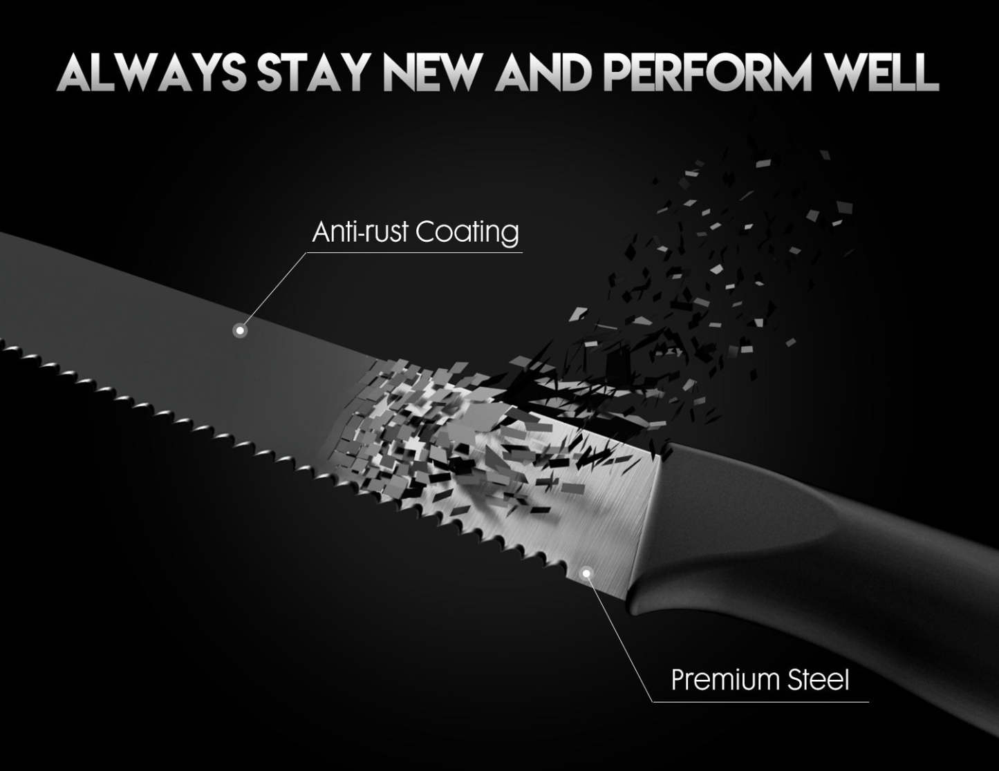 Steak Knives Set of 4 - Black Series - asetyhome