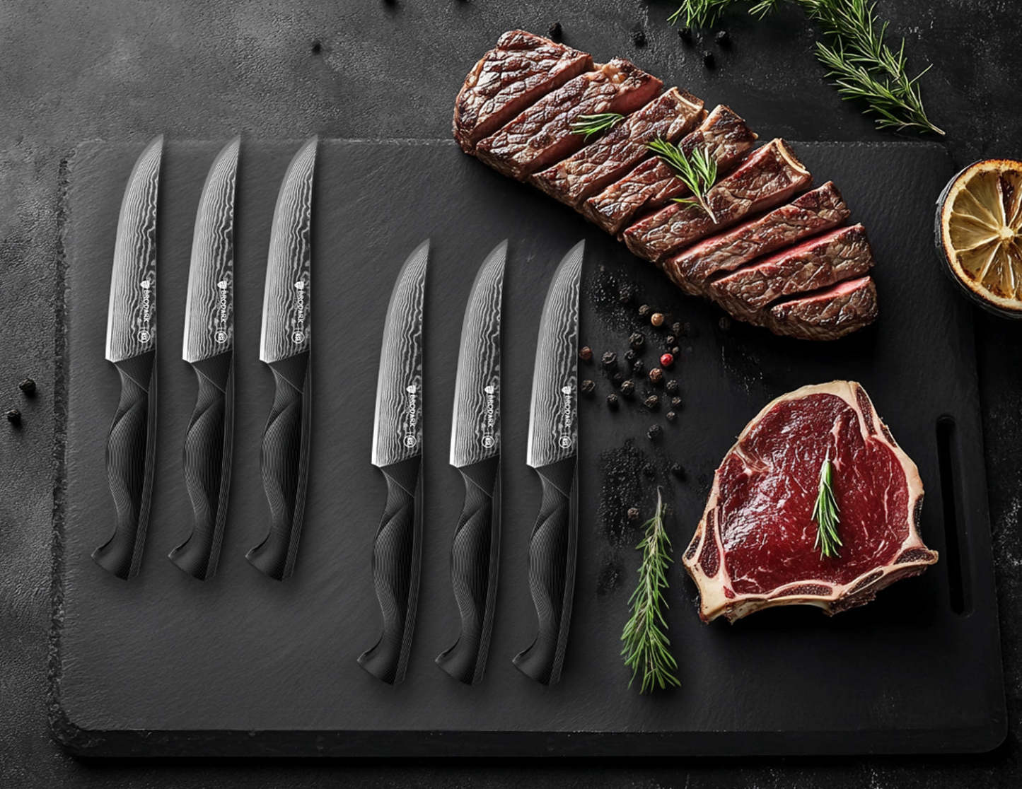 Damascus Steak Knives Set of 8 - Brodark