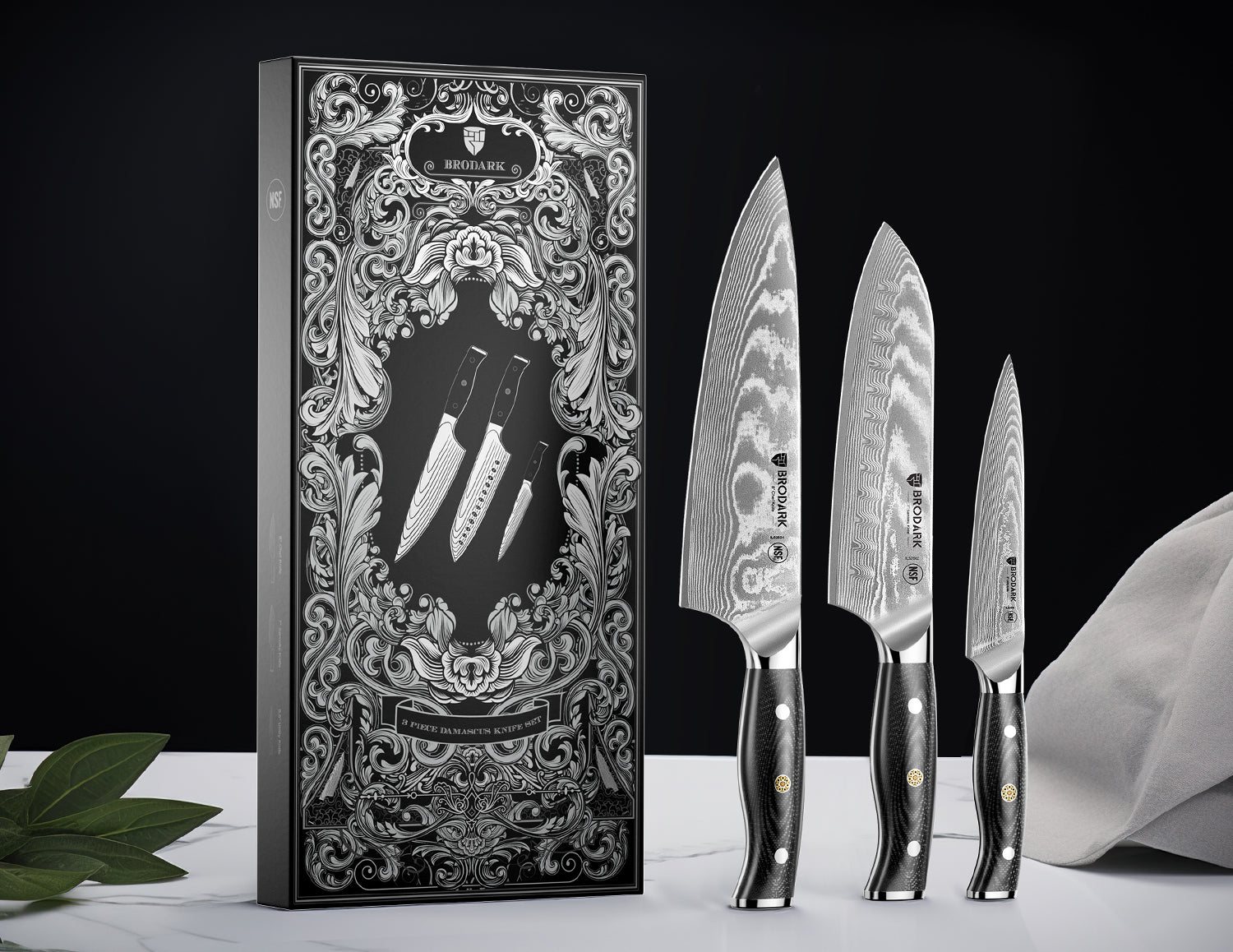 Damascus Chef Knife Set 3PCS - Brodark