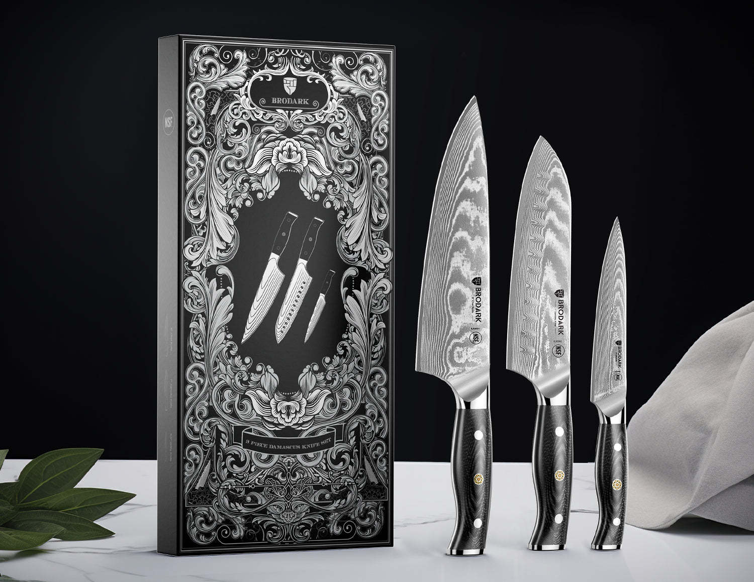 Damascus Chef Knife Set 3PCS - Brodark