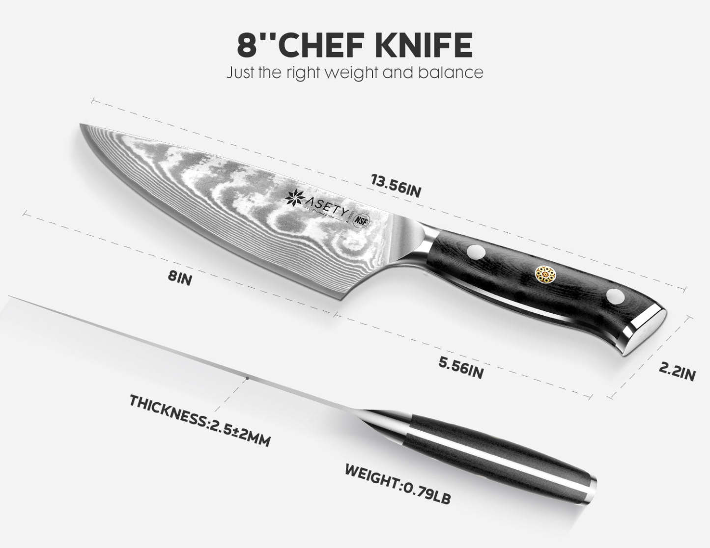 Damascus Chef Knife - VG10 Core - asetyhome