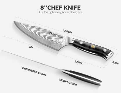 Damascus Chef Knife - VG10 Core - asetyhome