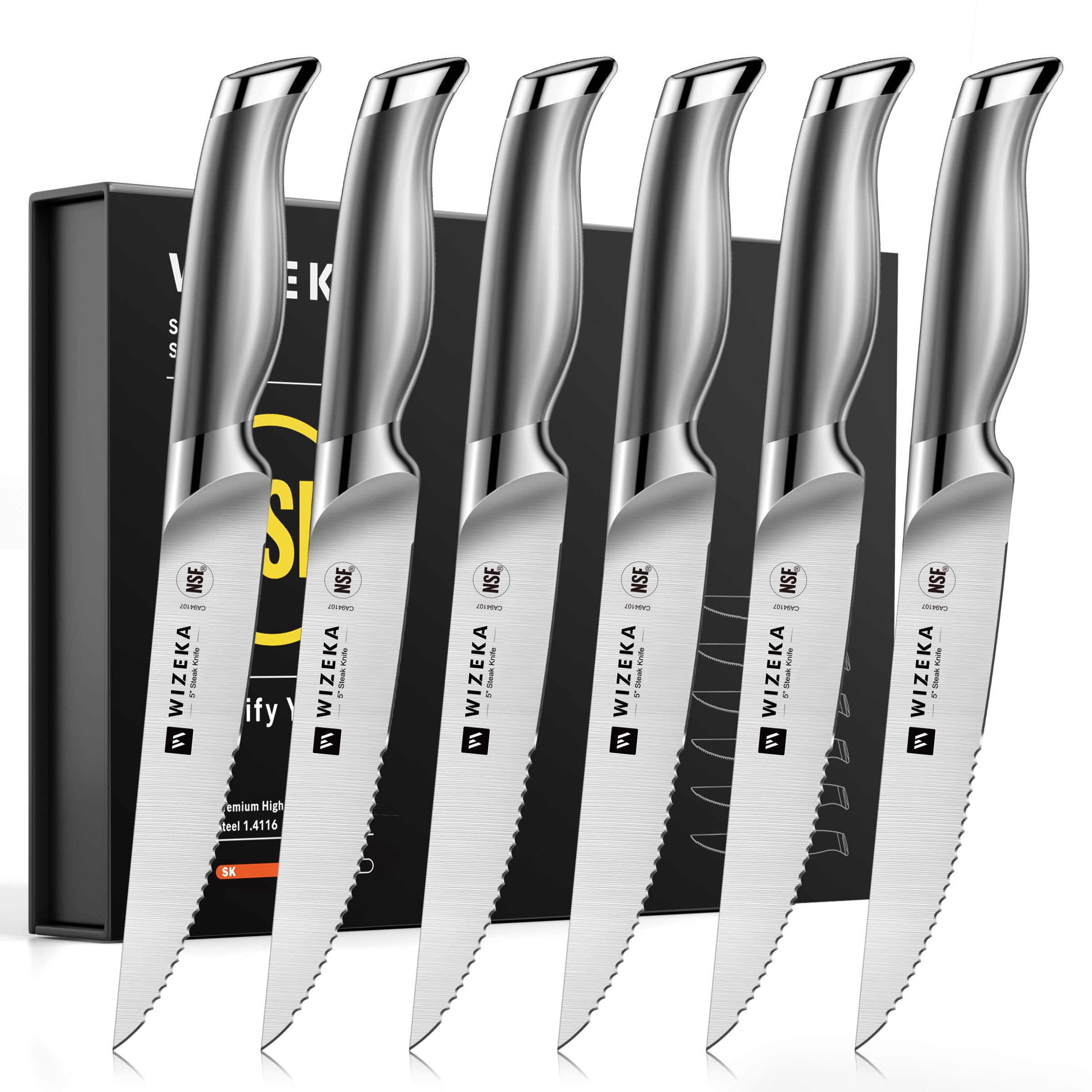 Steak Knives Set of 6 - Silver Wings Series - wizeka
