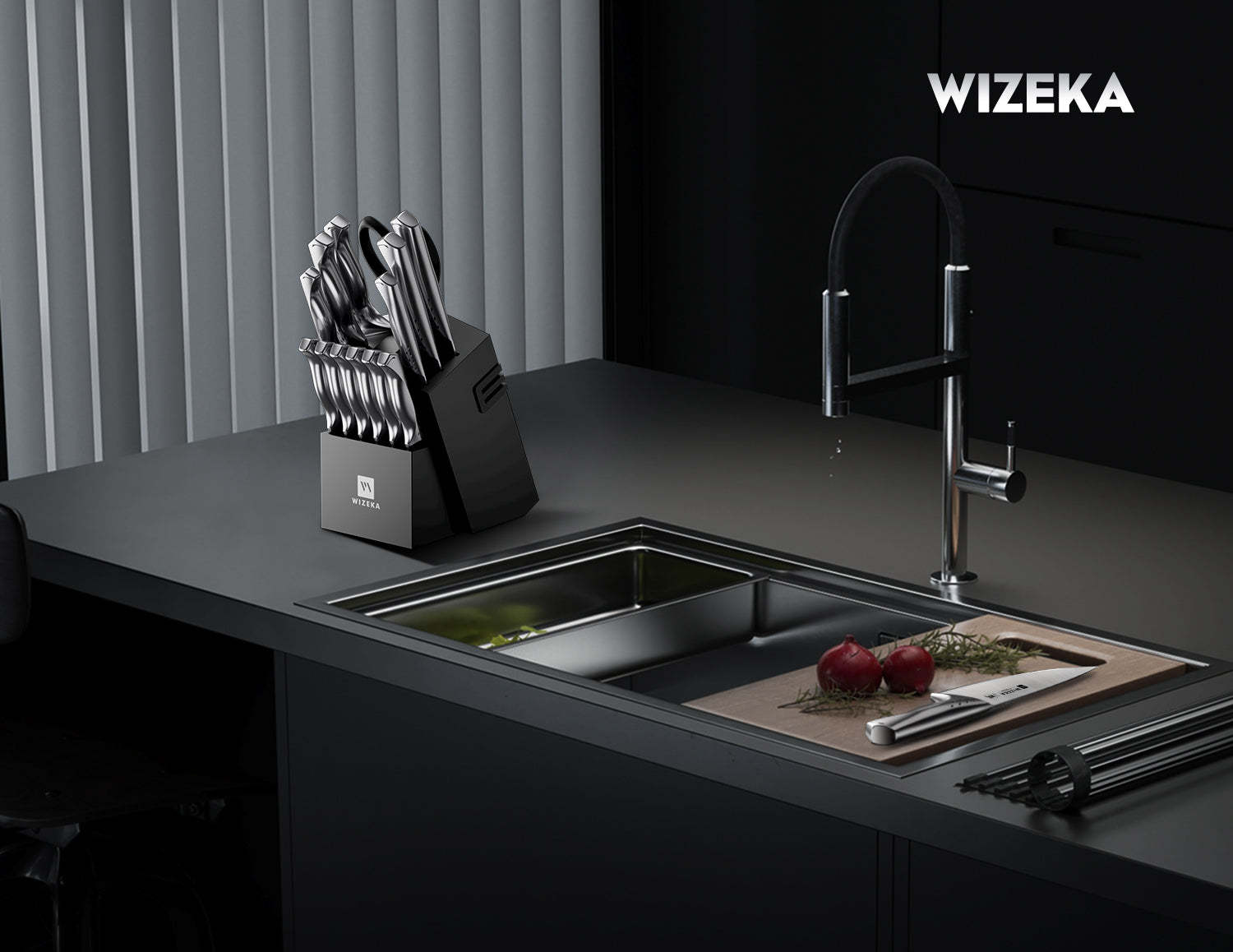 Kitchen Knife Set with Block 15PCS - Jaguar Series - wizeka