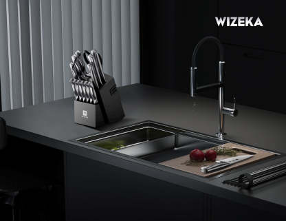 Kitchen Knife Set with Block 15PCS - Jaguar Series - wizeka
