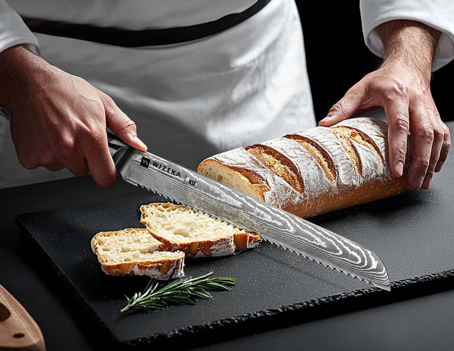 Damascus Serrated Bread Knife - wizeka
