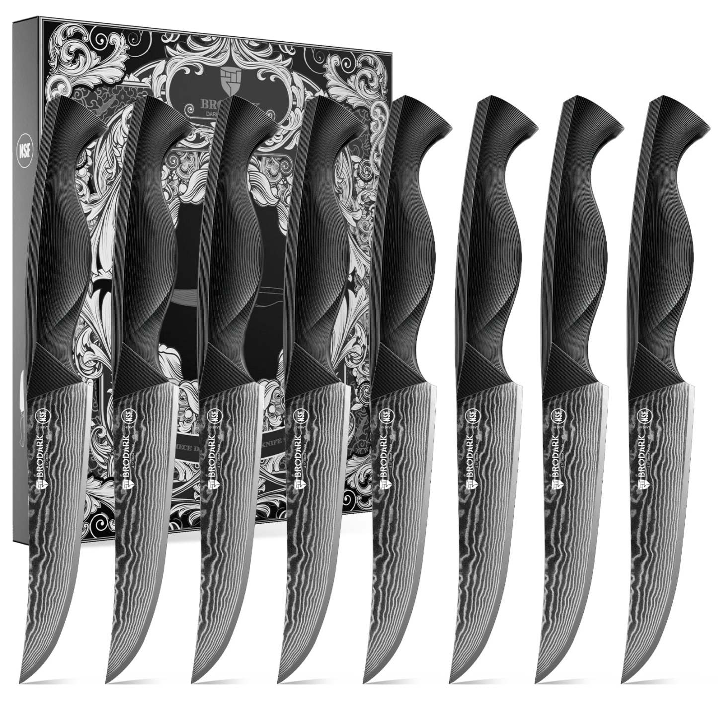 Damascus Steak Knives Set of 8 - Brodark