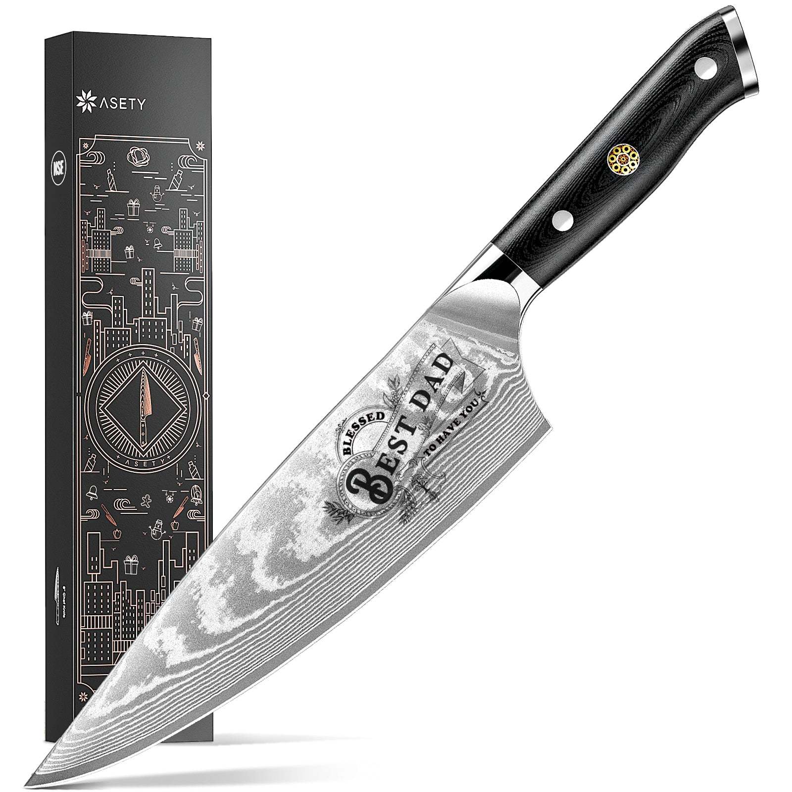 Damascus Chef Knife - Father - asetyhome