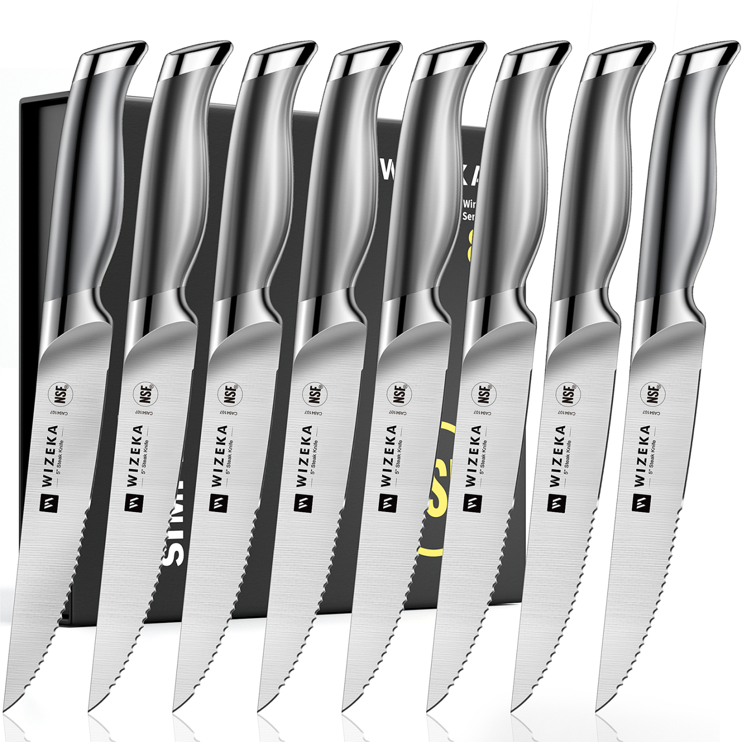 Steak Knives Set of 8 - Silver Wings Series - wizeka