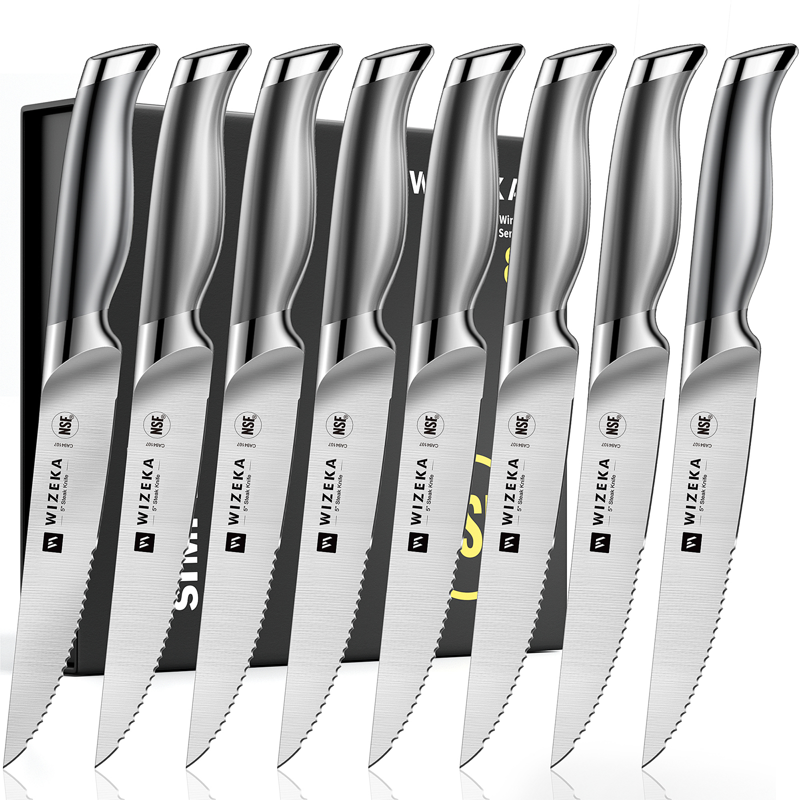 Steak Knives Set of 8 - Silver Wings Series - wizeka
