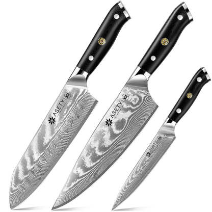 Damascus Knife Set 3PCS - Tang G10 - asetyhome