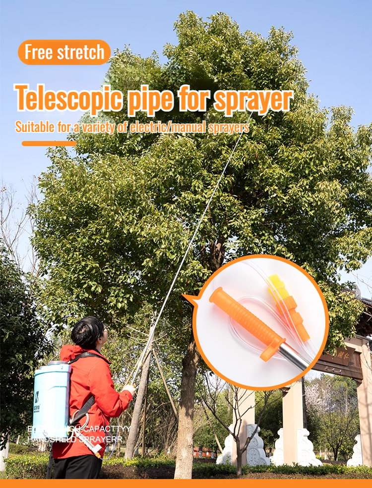 Telescopic rod extension for agricultural sprayers