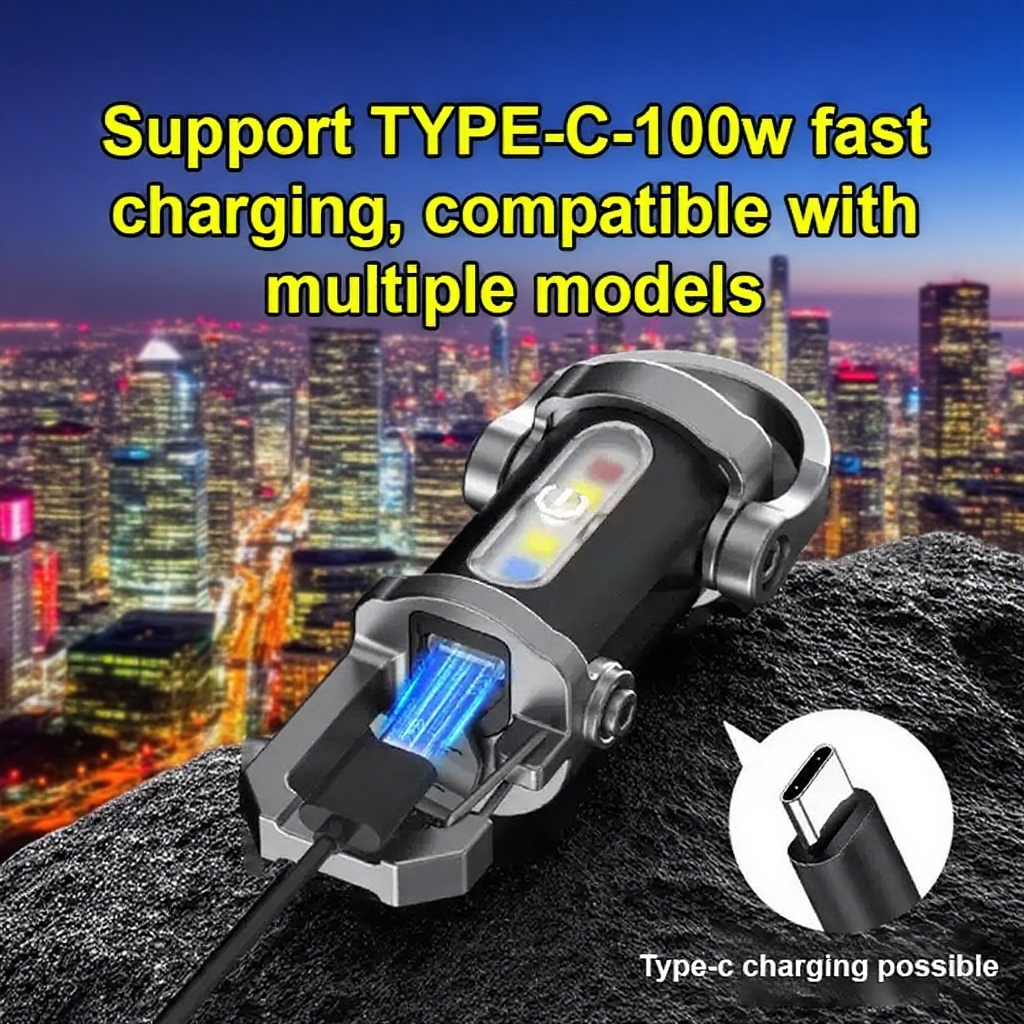 【Three-in-One Multi-functional】SOS Emergency Light Flashlight Portable Charger