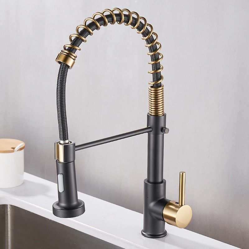 Spring-Action Retractable Kitchen Faucet – Effortless Use & Modern Design for Contemporary Homes