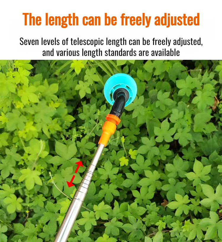 Electric sprayer telescopic rod showing length adjustment