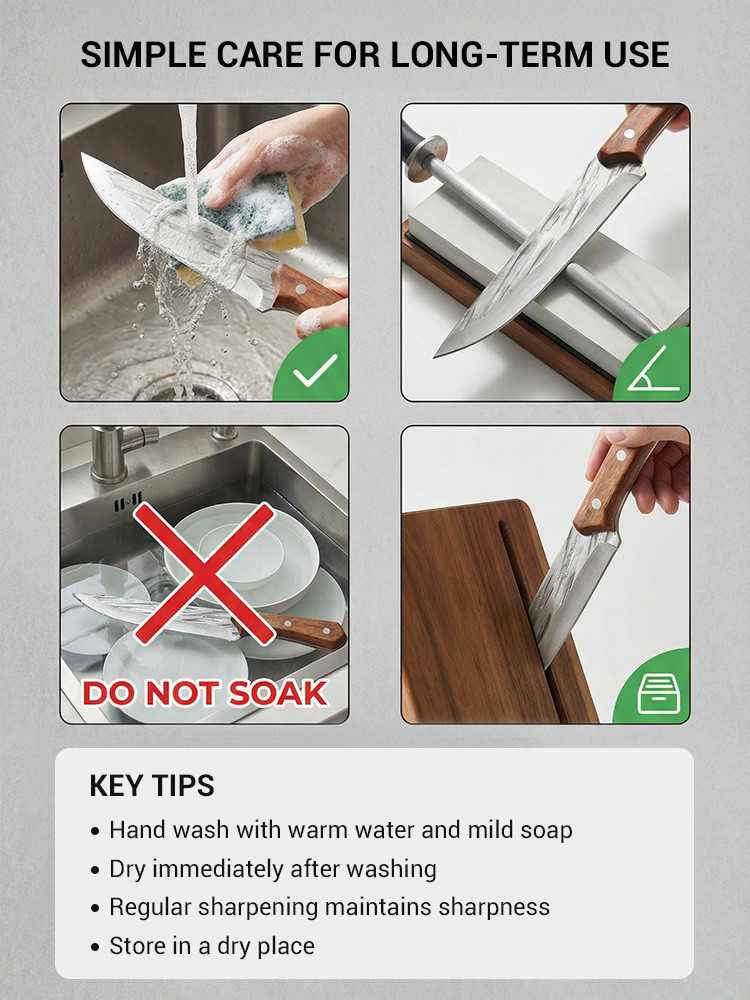 【🌟 For the price of a few burgers 🍔, get this German-Engineered 60HRC Chef Knife: Slices through bone with ZERO resistance 👍—50-Year Rust-Free Guarantee! 👍】