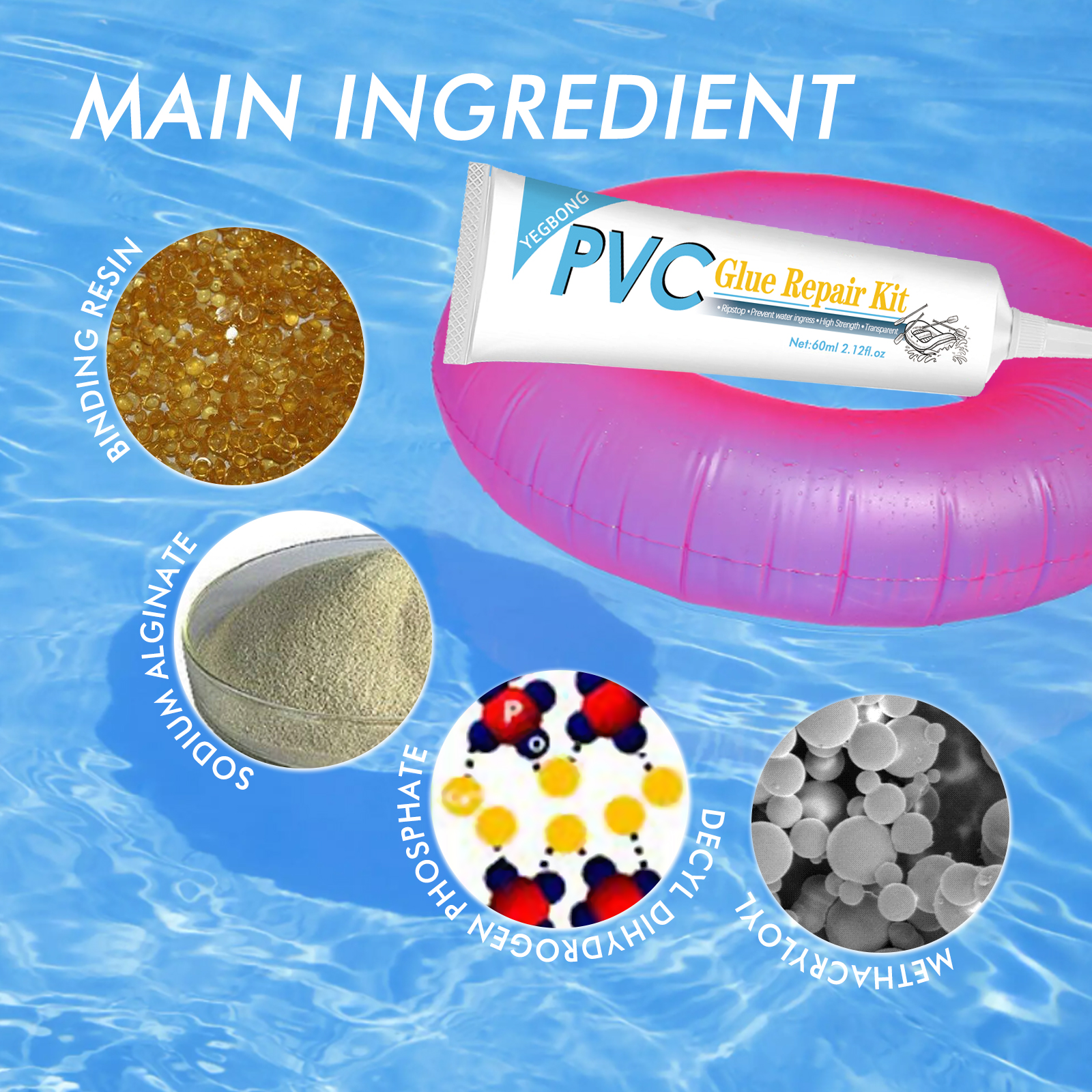 Yegbong Pool Repair Kit, Swimming Ring Air Cushion 