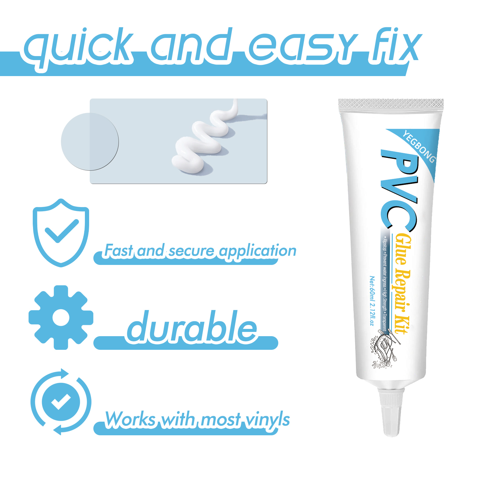 Yegbong Pool Repair Kit, Swimming Ring Air Cushion 