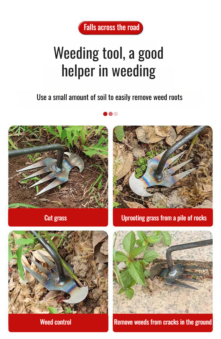 Complete set of gardening tools for weed control