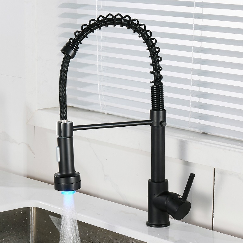 Spring-Action Retractable Kitchen Faucet – Effortless Use & Modern Design for Contemporary Homes